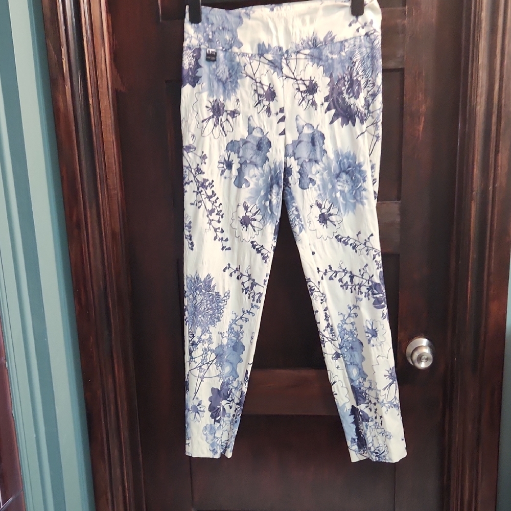 Blue Floral Patterned Pants